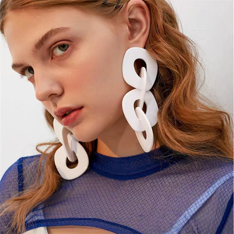 2021 fashion Za acrilico grande ciondolo orecchini a 3 colori geometria irregolare orecchini pendenti con acido acetico gioielli per feste