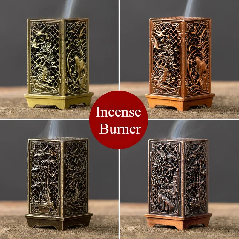 Brûleur d'encens Vertical carré, petit porte-encens en alliage Xiangyun, aromathérapie intérieure, ornement de maison, brûleurs d'encens en prune chinoise