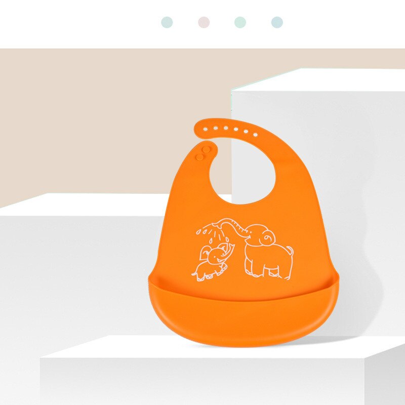 Babadores do bebê dos desenhos animados da coroa do silicone babadores à prova dwaterproof água babadores do bebê da menina do menino avental alimentação babadores do bebê burp panos para crianças cuidados de alimentação: Orange
