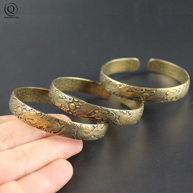 Retro ottone drago fenice modello principessa braccialetto classico rame puro braccialetto aperto antico braccialetto da donna regali di san valentino
