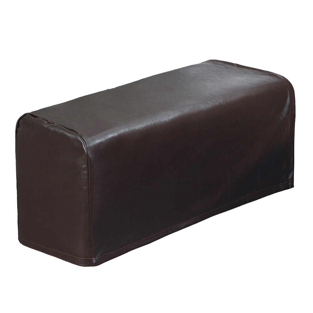Nyligt 2 stk pu lædersofa armlæn beskytter beskyttere elastisk vandtæt til sofa stol arm: Brun