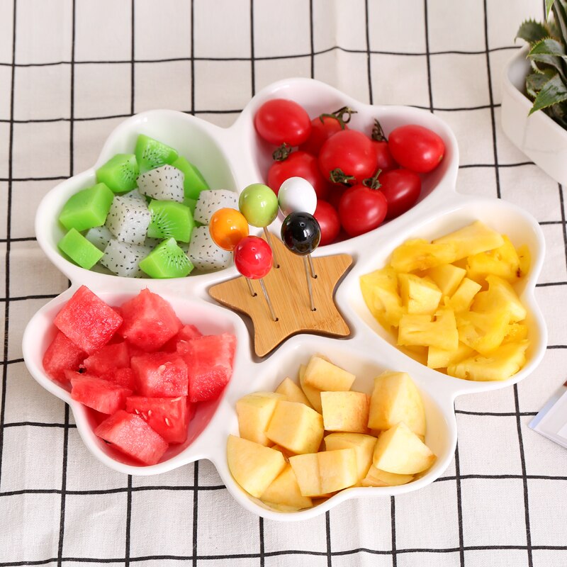 Ceramic bowl Living room fruit platter Dried fruit plate subdivision home snack plate