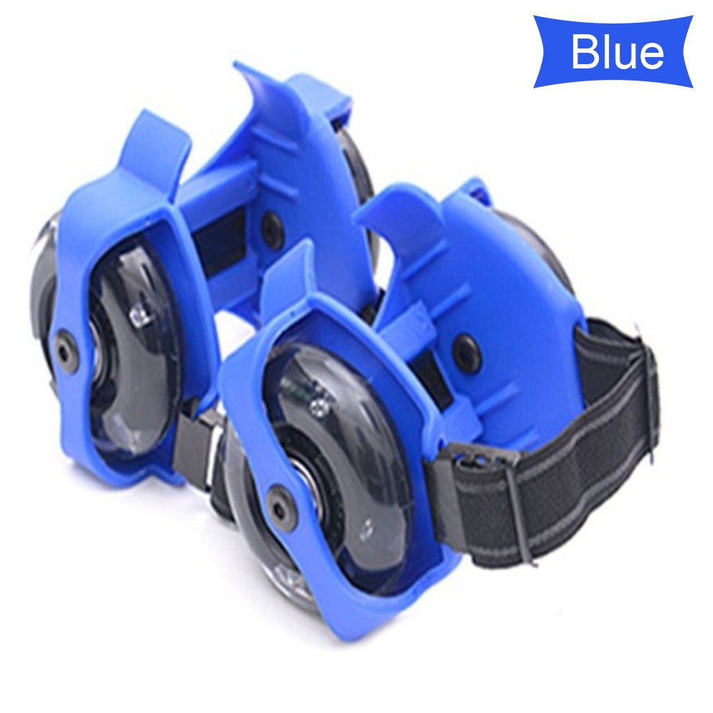 1 Pair flashing roller pulley shose adjustable small whirlwind roller skating shoes for children: blue
