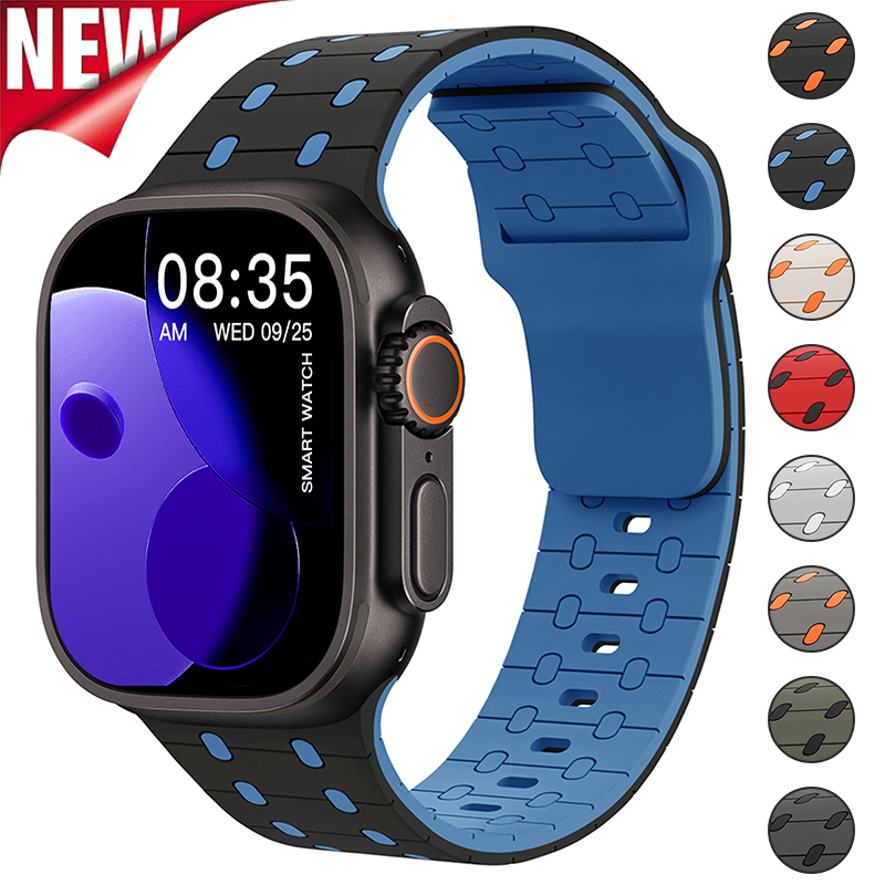 Bracelet en Silicone pour Bracelet de montre Apple 46mm 45mm 41mm 44mm Ultra 49mm 40mm 38 42mm Bracelet Correa Iwatch série 10 9 8 7 6 5 3 SE