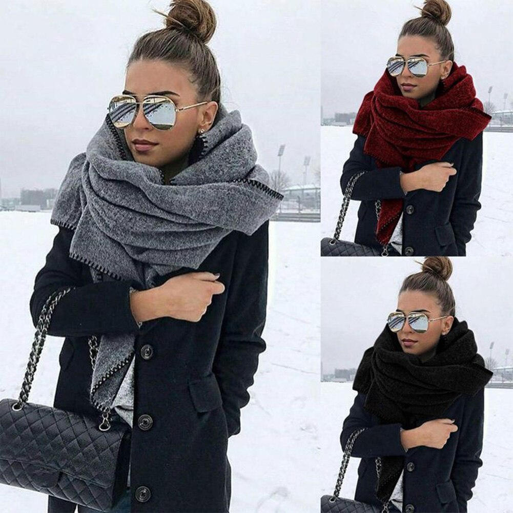 200Cm Herfst Winter Vrouwen Effen Kleur Fleece Sjaal Warme Sjaal Outdoor Nekband Dames Warm Sjaal