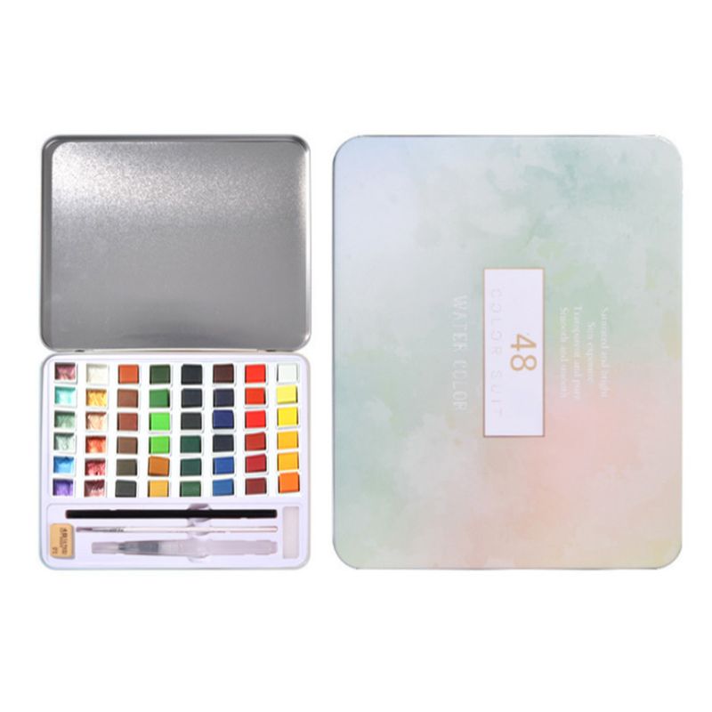 36/48 farver solid akvarel maling sæt håndmalet maleri pigment kunstner kunstforsyninger til børn begyndere: B 48 farver