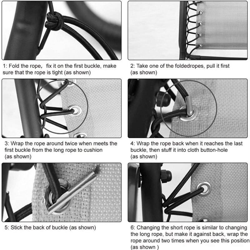 4 stk liggestol bundet reb tilbehør oksekødsnor løbebånd foldestol strandstol elastisk reb elastisk reb