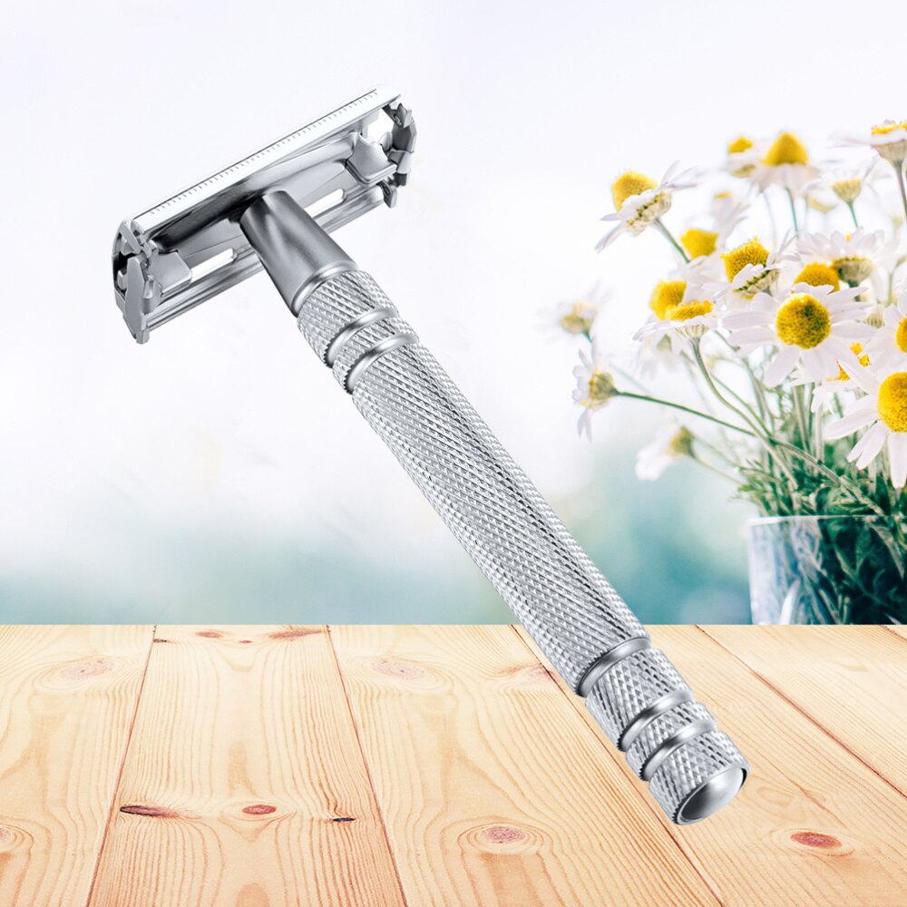 Säkerhetsrakhyvel i rostfritt stål ögonbrynshyvel manuellt rakverktyg klassisk rakhyvel halkfritt långt handtag manuell rakhyvel