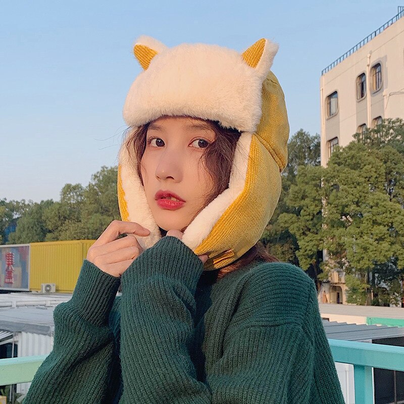 K79 Women&#39;s Hat Winter HaTt Ushanka hat For Female Thicken Cold Cap Warm Hat Windbreak Hat Warm Hat Pilot Cap Hat With Earflaps: K79-Yellow