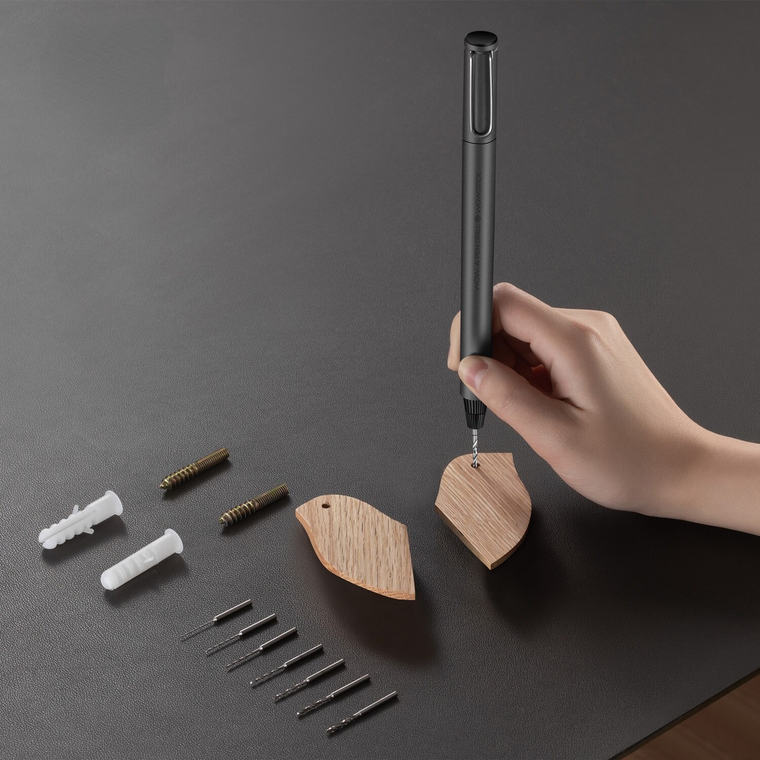 WOWSTICK Metal One-Piece Mini Electric Hand Drill Rechargeable Miniature &amp; Lightweight 8 Drill Bits One Button Operation