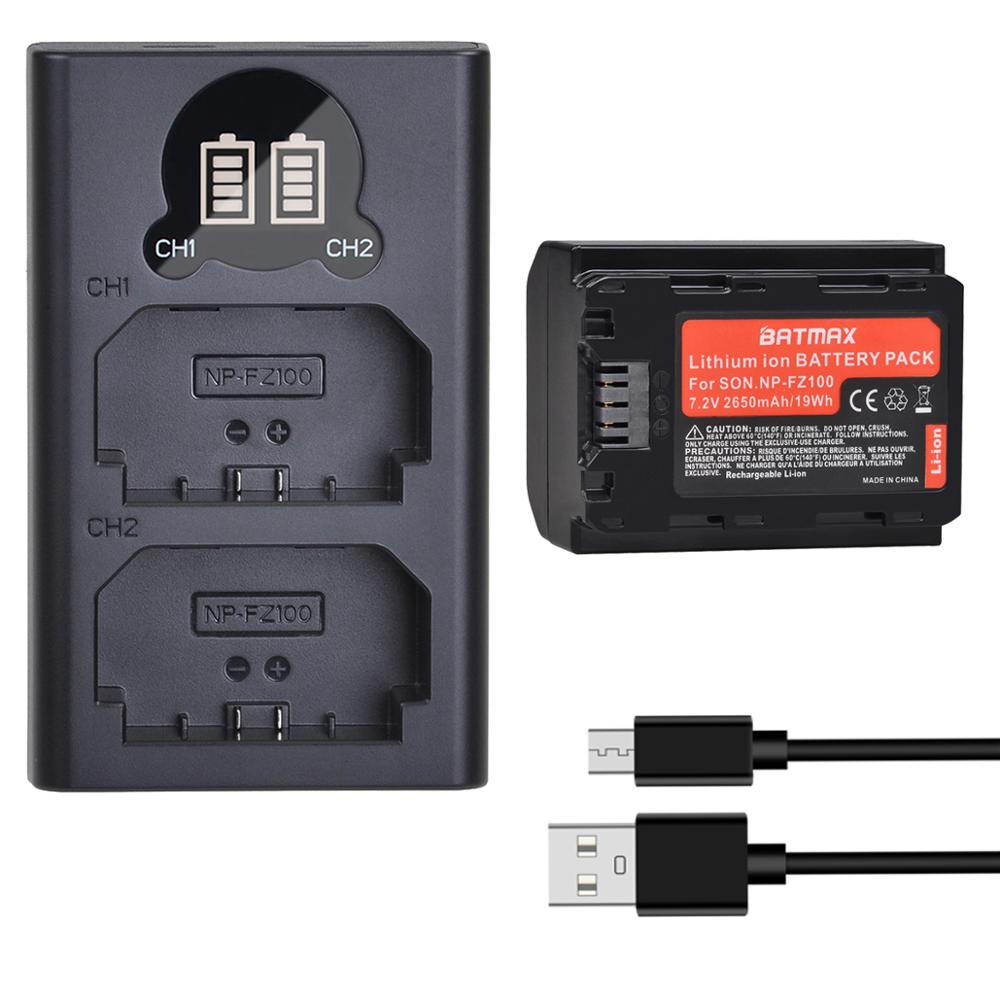 2Pcs 2650Mah NP-FZ100 Np FZ100 Batterij + Lcd Dual Usb Lader Voor Sony Alpha A7III A7R Iii A9 alpha 9 A7R3 A6600 Camera 'S: 1Pc set