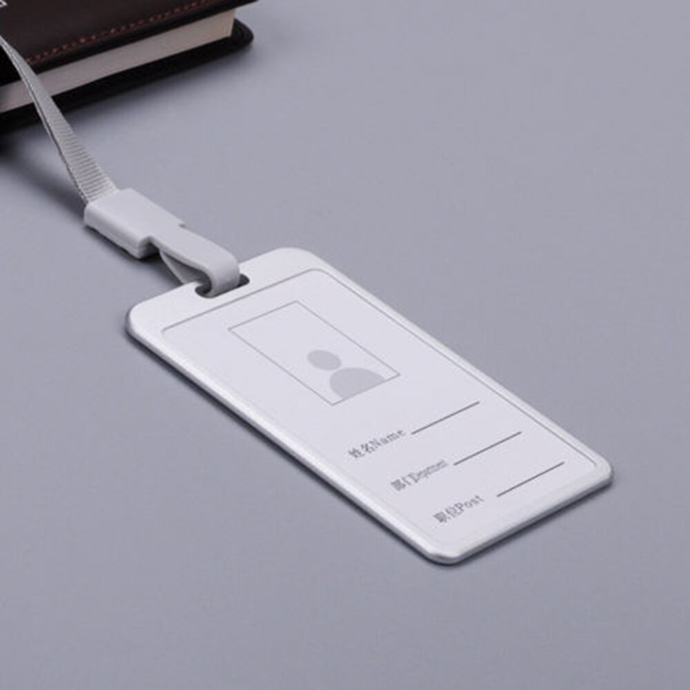 Metal ID Badge Card Holder Business Security Pass Tag Holder with Lanyard