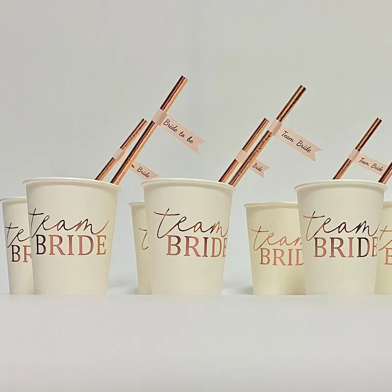 Rose Gold Team Bride Cup Bachelorette Party Team Bride Straws Hen Night Wedding Party Decoration Supplies