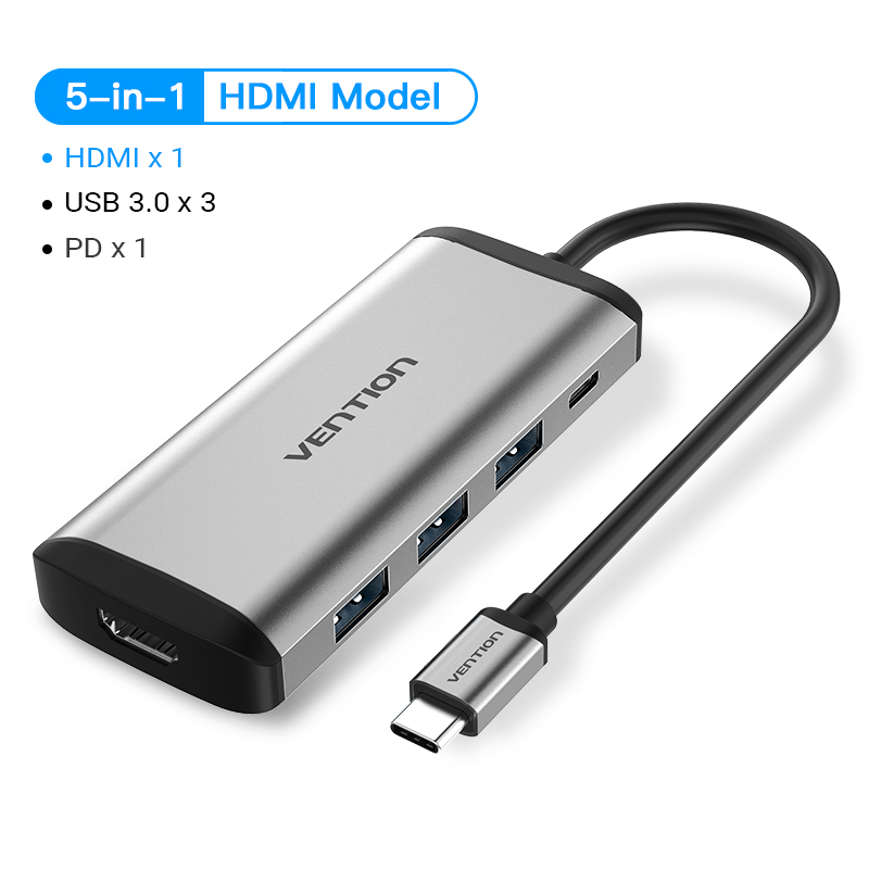 Ventie Thunderbolt 3 Dock Adapter Hub Usb C Naar Hdmi RJ45 Usb 3.0 Audio Video Splitter Voor Macbook Samsung Huawei usb C Adapter: 5 in 1-CNB