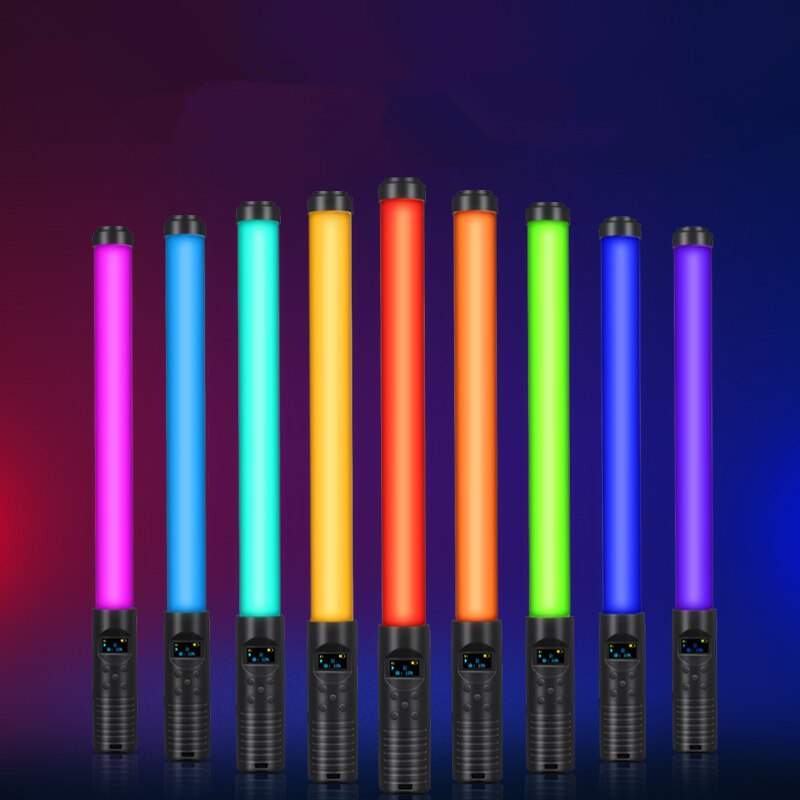 Bâton de lumière RGB portable, Rechargeable par USB, avec supports de trépied, support de fête, lampe de remplissage, 3200-5600K