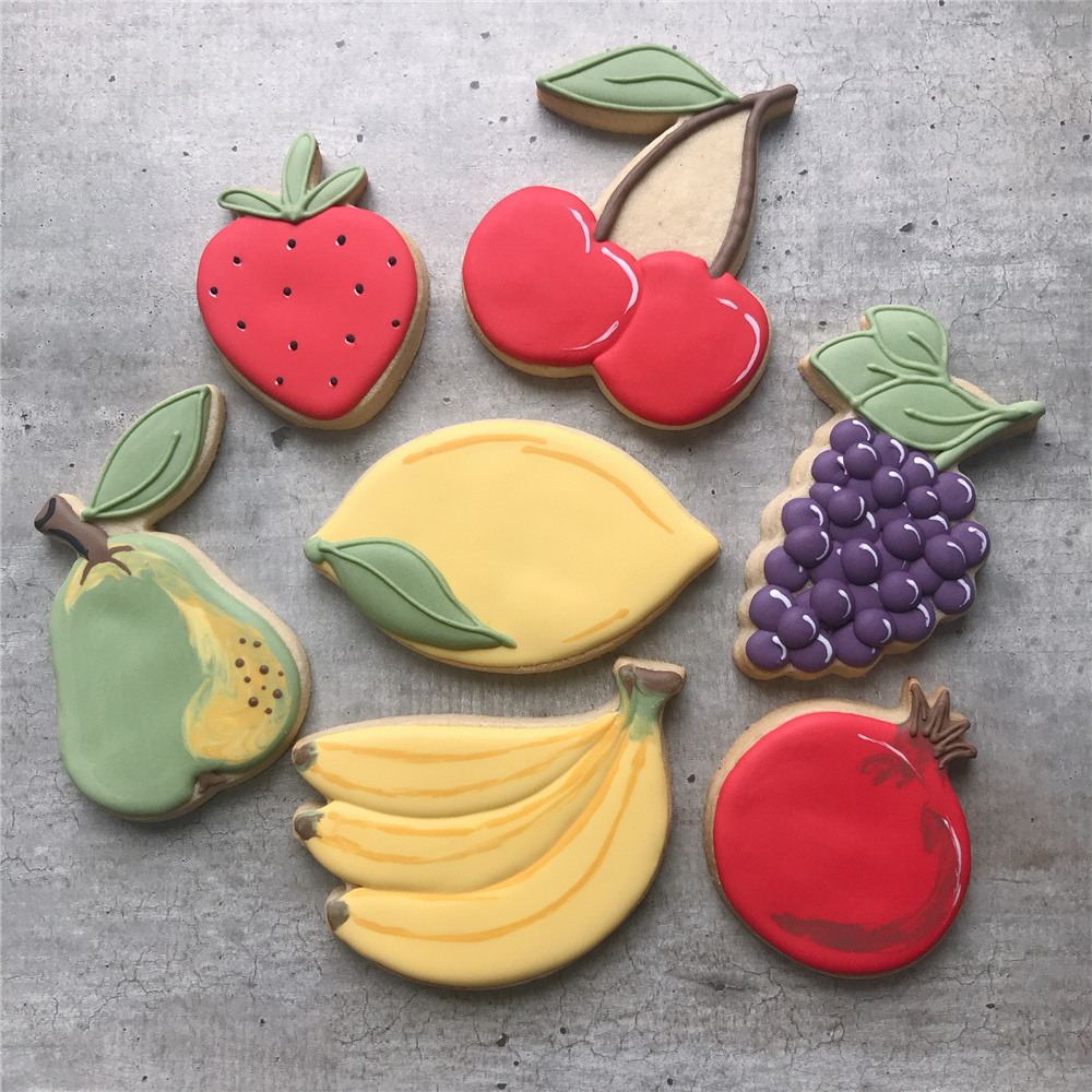 Keniao Fruit Cookie Cutter-Aardbei, Peer, Citroen, Druif, Granaatappel, Cherry, banaan Biscuit Fondant Snijders-Rvs