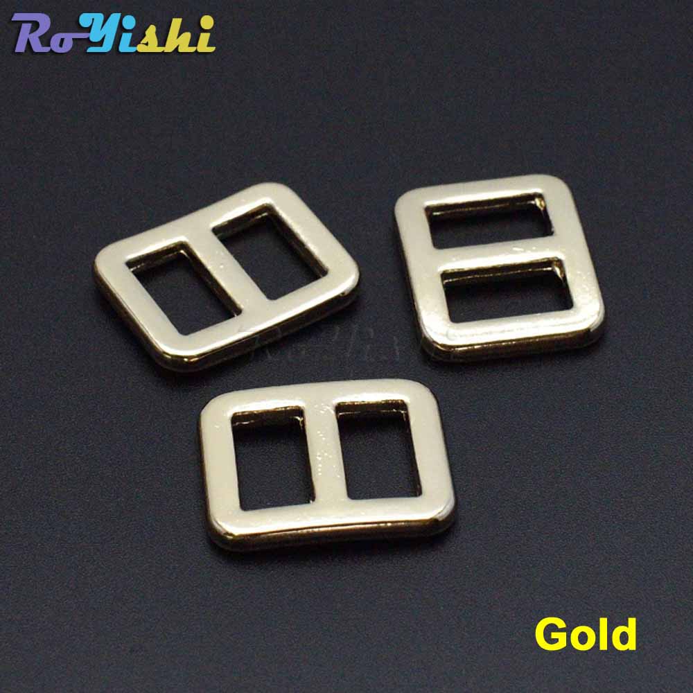 3/8" Metal Mix Colors Curve Tri-Glide Slider Adjustable Buckle for Bags Webbing 10mm: 50pcs / Gold