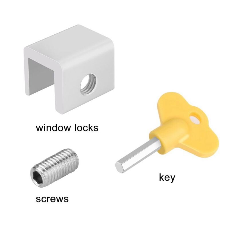 4 sæt justerbare skydevinduer låser stopper aluminium + plast dørkarm sikkerhedslås med nøgler hjemmekontor sikkerhed vindueslås
