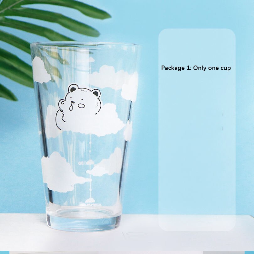 Bouteille d'eau en verre, 480ml, petit ours, nuage, dessin animé, pour étudiante, gobelet, Ins Simple, Version coréenne, été