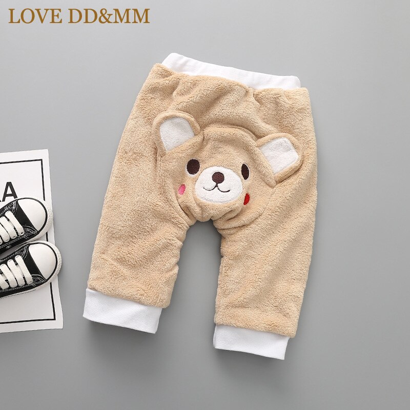 Liefde Dd & Mm Baby Kleding Broek Winter Jongen Meisje Kleding Baby Baby Warm Koraal Fluwelen Borduurwerk Dier big Butt Broek