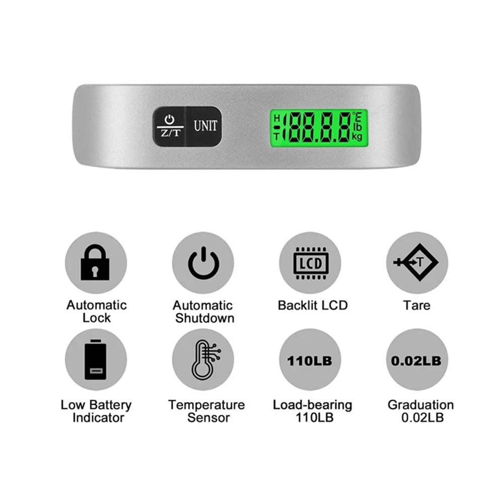 Báscula Digital de 50kg y 10g, balanza electrónica de bolsillo para equipaje, báscula colgante para maleta, báscula de viaje, bolsa de equipaje, herramienta de peso