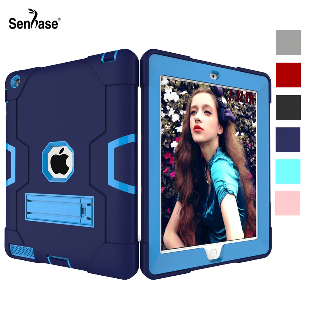 For Apple iPad 2 3 4 A1458 A1459 A1460 A1416 A1397 Case Shockproof Kids Safe PC Silicon Hybrid Stand Full Body Tablet Cover