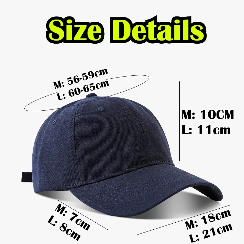 Xxl tamanho grande bonés de beisebol sólido cabeça grande escovado algodão macio extra grande tamanho baixo perfil chapéus de golfe feminino oversize boné masculino