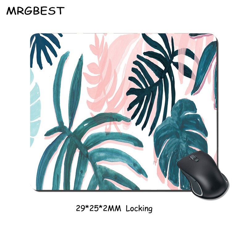 MRGBEST XL XXL Green Pink Banana Leaf Plant Gaming Speed Mouse Pad Gamer Locking Edge Keyboard Mat for CS GO LOL Dota Game: 290x250x2MM