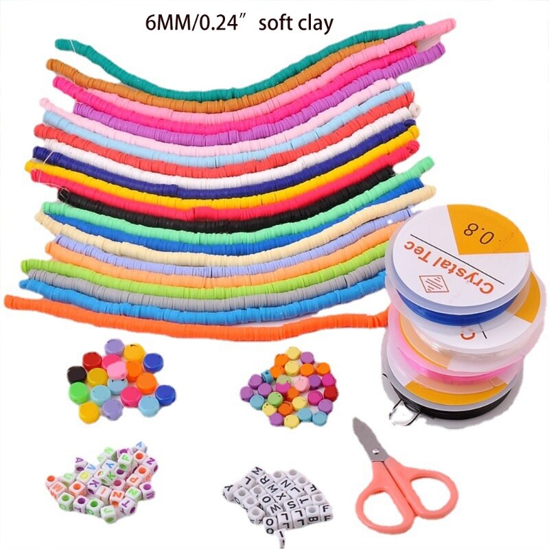 Ewquisite Soft Pottery DIY Clay Bead Kit With Smiley Faces Multi Types