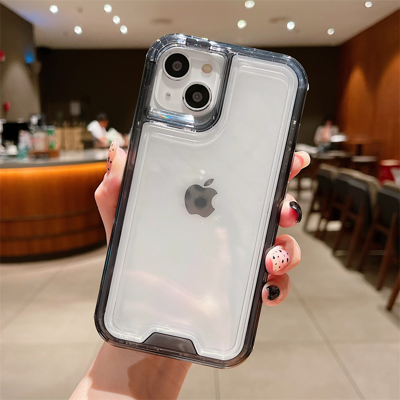 2 In 1 Transparant Dik Frame Robuust Telefoonhoesje Voor Iphone 15 14 13 12 11 Pro Max Volledige Dekking Schokbestendige Harde Pantser Achterkant: Voor Iphone11 (6.1 ") / Black