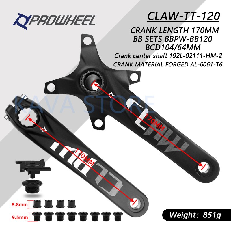 PROWHEEL Bicycle Crank Set 170MM Snow Bike Crank-set CLAW-TT MPX-11-TT Fatbike Parts Bottom Bracket Aluminum Alloy: CLAW TT 120