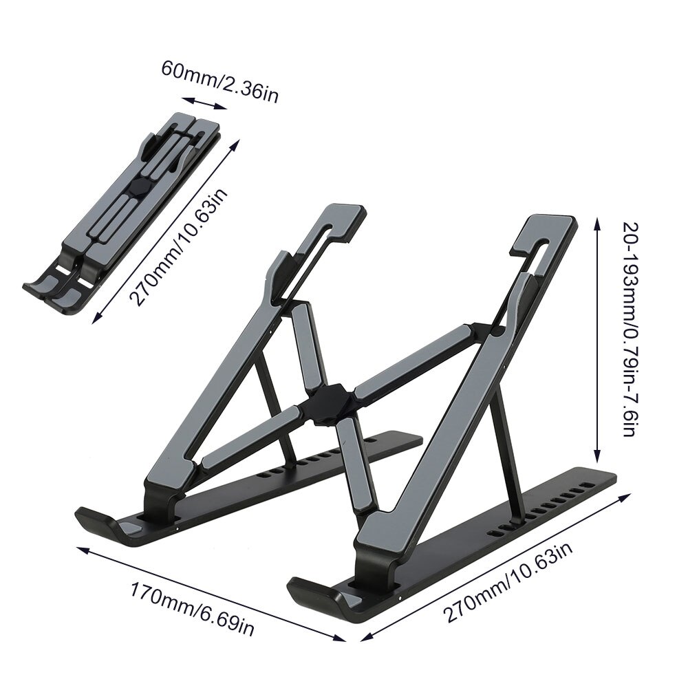 Justerbar bærbar holder i aluminium sammenleggbar bærbar stativ bærbar stativ bærbar bærbar støtte for macbook air pro datamaskin