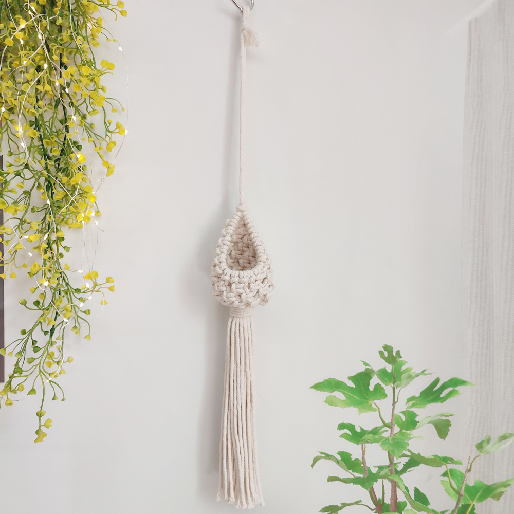 Soporte de macramé para plantas de aire, colgador para plantas de aire bonitas, Mini plantas suculentas, Tillandsia y plantas artificiales, tapiz de pared para decoración del hogar: GT-02E