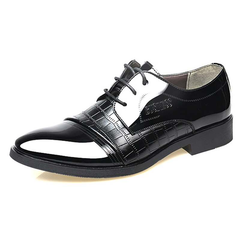 GAOKE Mens Dress Shoes Pointed Toe Business Wedding Formal Derby Flats Shoes Zapatos Hombre Classic Gentleman Shoes: black / 8