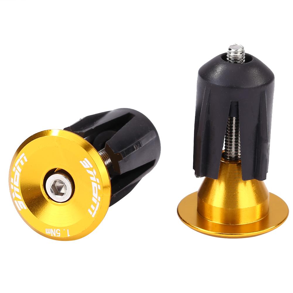 WAKE-Puños de manillar de bicicleta de montaña, 1 par, de aleación de aluminio, tapones para manillar de bicicleta de montaña, tapas para manillar de bicicleta al aire libre: Gold