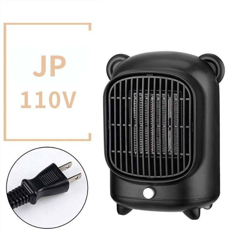 Wind Heizung Mini Erwärmung Fan Tragbare Haushalt Schlafzimmer 110V 220V 500W Überhitzung Schutz Elektrische Desktop Schnelle Luft heizung Fan: JP 110V BLACK