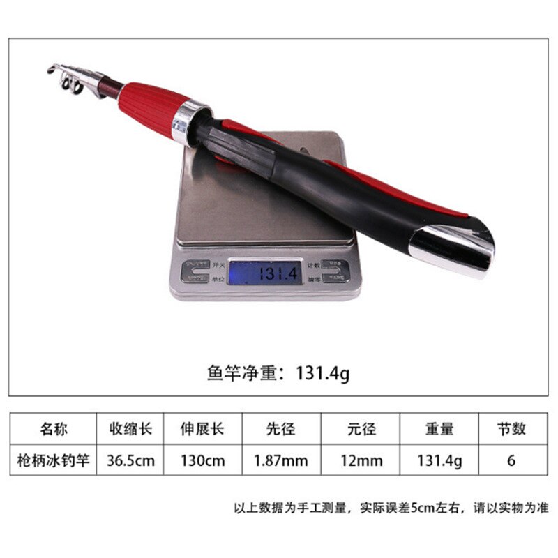 Goture Glass Fiber Ice Fishing Rod 1.3m Set JM200 Spinning Reel and Telescopic Casting Rod with