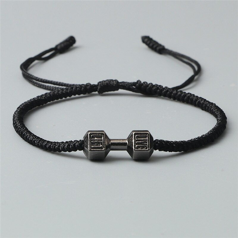 Charme Tibetischen Buddhistischen Woven Hanteln Armbänder &amp; Armreifen Für Frauen Männer Glück Handgemachte Knoten Seil Armband Barbell Bead Schmuck