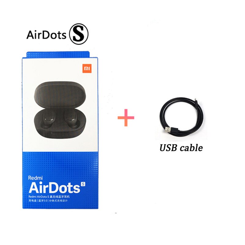 Original Xiaomi Airdots S Tws Redmi Airdots S Earbuds Wireless Earphone Bluetooth 5.0 Gaming Headset With Mic Voice Control: with cable