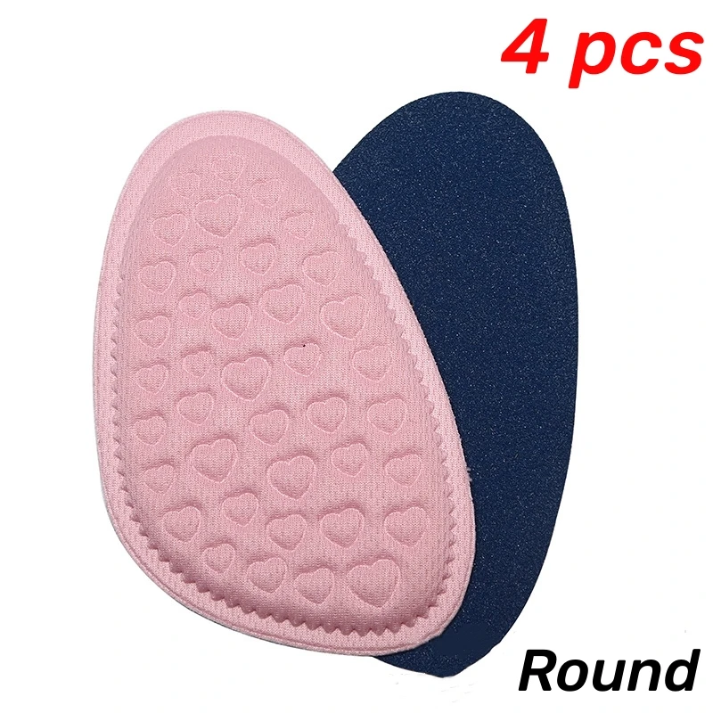Plantillas para el antepié para mujer, zapatos de tacón alto, antideslizantes, alivio del dolor, almohadillas de inserción redondas, cojín para el dedo del pie, suela para el cuidado de los pies, 2/4/Uds.: Plata