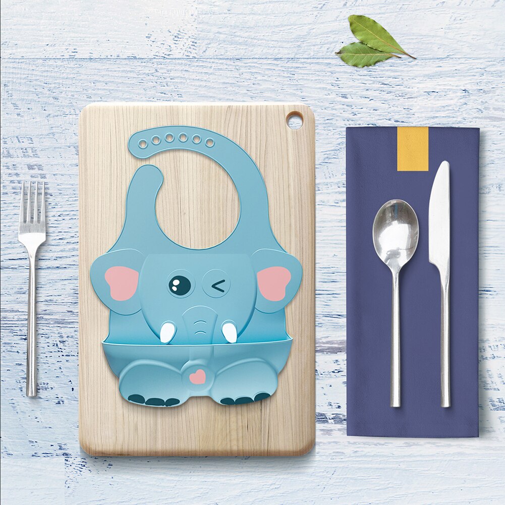 Baby Bib Olifant Eten Zakdoek Cartoon Gesp Dikke Zachte Vuilafstotend Waterdicht Diner Voorvak Gesp Kleding