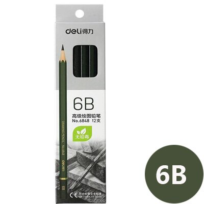 Deli 2h-8b Set Tekening Schetsen Potlood Zacht Veilig Niet Giftig Standaard Potloden Professionele Kantoor School Potlood: 6B
