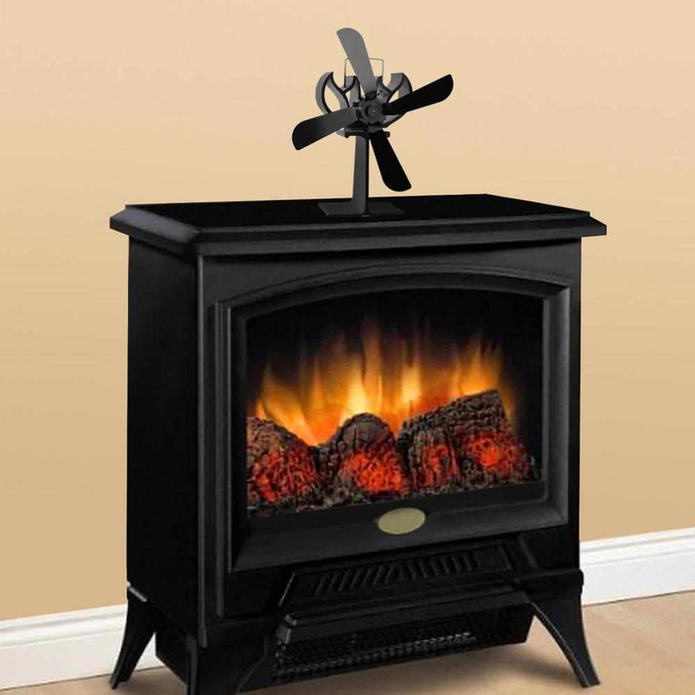 Appliances Thermal Power Fireplace Fan Heat Powered Wood Stove Fan For Fireplace Eco Friendly Four-leaf Fans