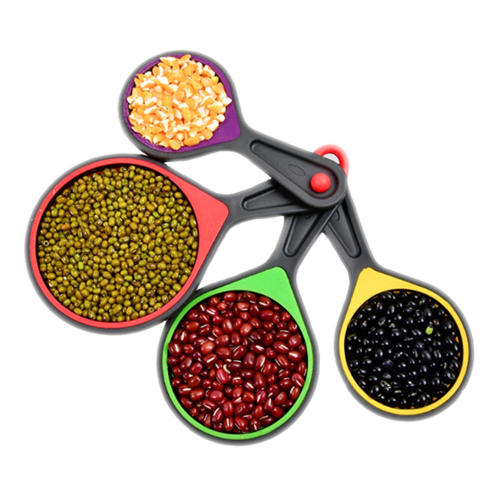 Cuchara medidora de silicona de 4 uds, cuchara medidora plegable para cocina de uso doméstico, cuchara para cocción de cristal medidora multifuncional