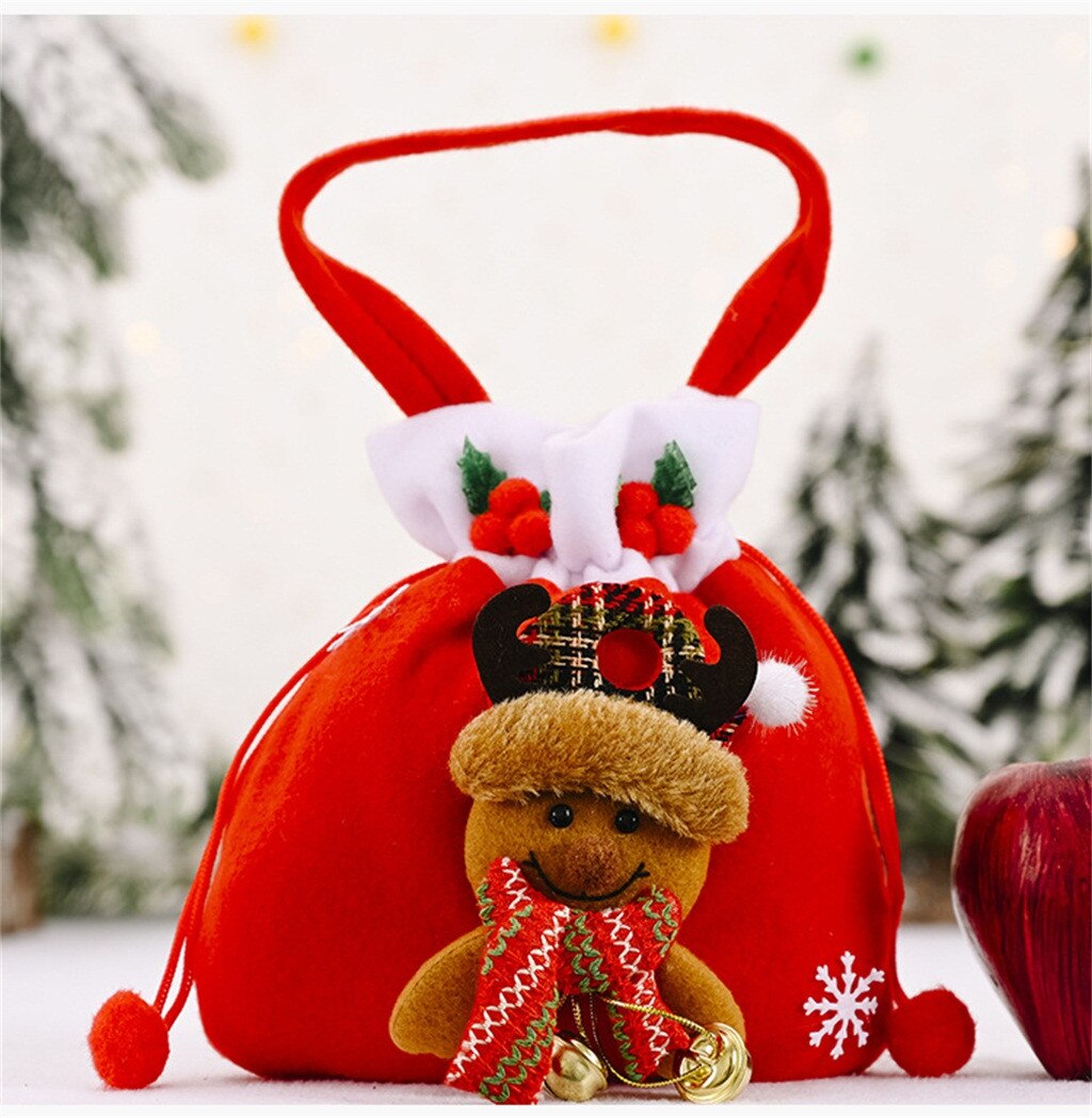 Christmas Candy Bag EcoFriendly Canvas Bags Santa Deer Elk Ride Year Nevidad Best For Kids Event Party Decor: C