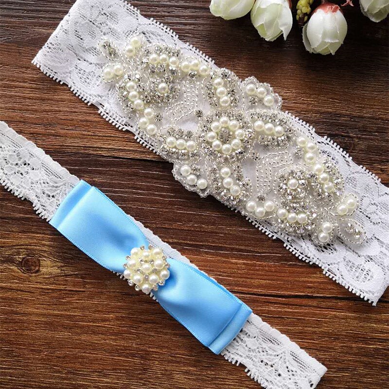 Wedding Garter Set Bridal Garter set Lace Garter set Crystal Rhinestone Pearl Bridal Garter