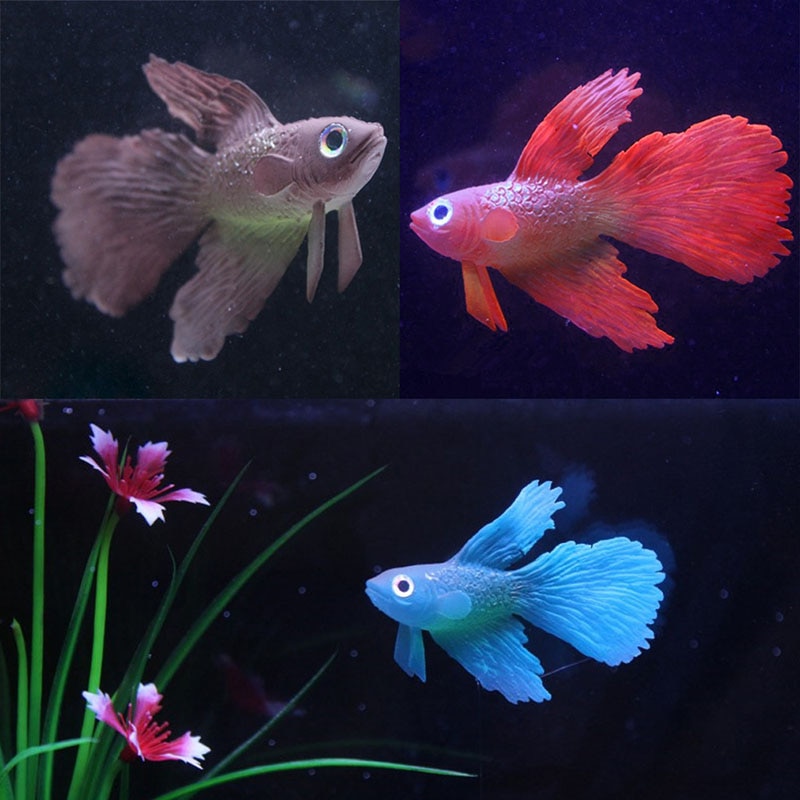 Artificial Soft Silicone Glowing Effect Betta Aquarium Fish Tank Ornament Decor
