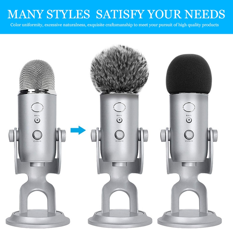 Microphone Cover Reduces Wind Noise for Blue yeti Pro Furry and comfortable mic cover case for public speaking singing interview