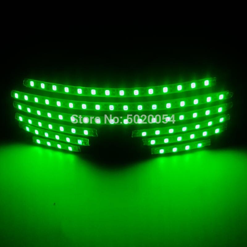 Popular Birthday Party Rave LED Glasses Night Vision Glasses Glow in Dark Unisex Light Up Glowing Glasses Flashing Sunglasses: Type 07-Green