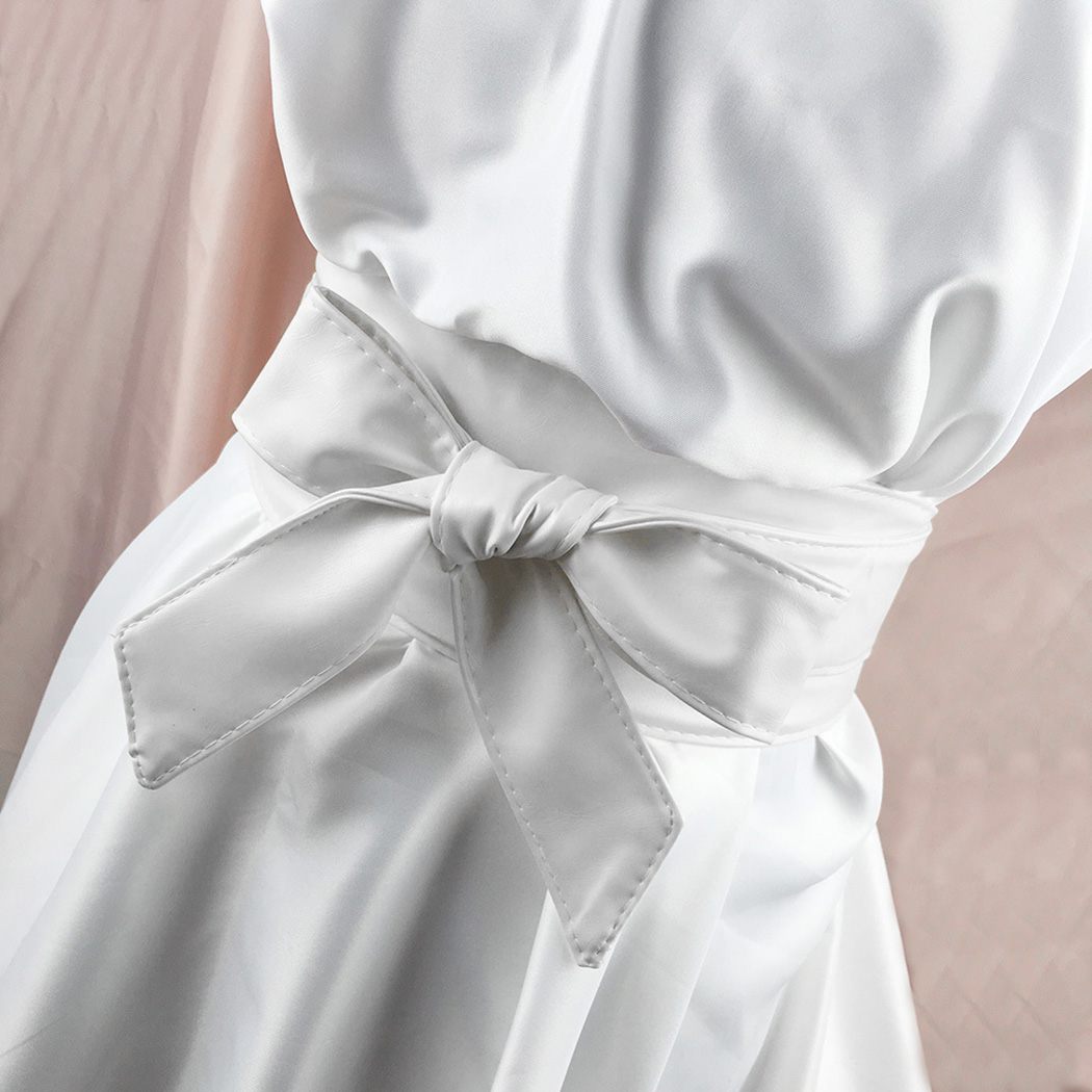 Neue Frauen Leder Gürtel Bowknot Binden Breiten Gürtel Bund Elegante Damen Silber wickeln Um Riegel Korsett schnallen Taille Gürtel